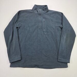 LL Bean Mens Fleece Quarter Zip Pullover Black Large Tall 280963 Mock Neck